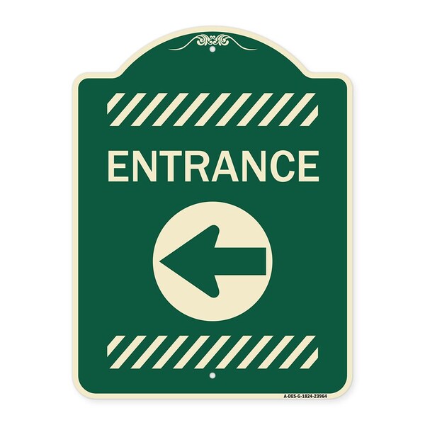 Signmission Entrance Left Arrow Heavy-Gauge Aluminum Architectural Sign, 24" H, G-1824-23964 A-DES-G-1824-23964 - main